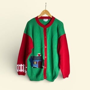 Vintage  schoolhouse sweater Sz L. 100% cotton